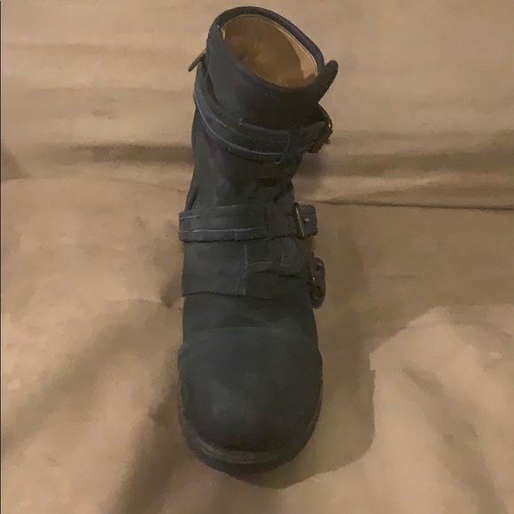 Gorgeous Italian Leather Navy Blue Ugg Moto Boots - Picture 8 of 13